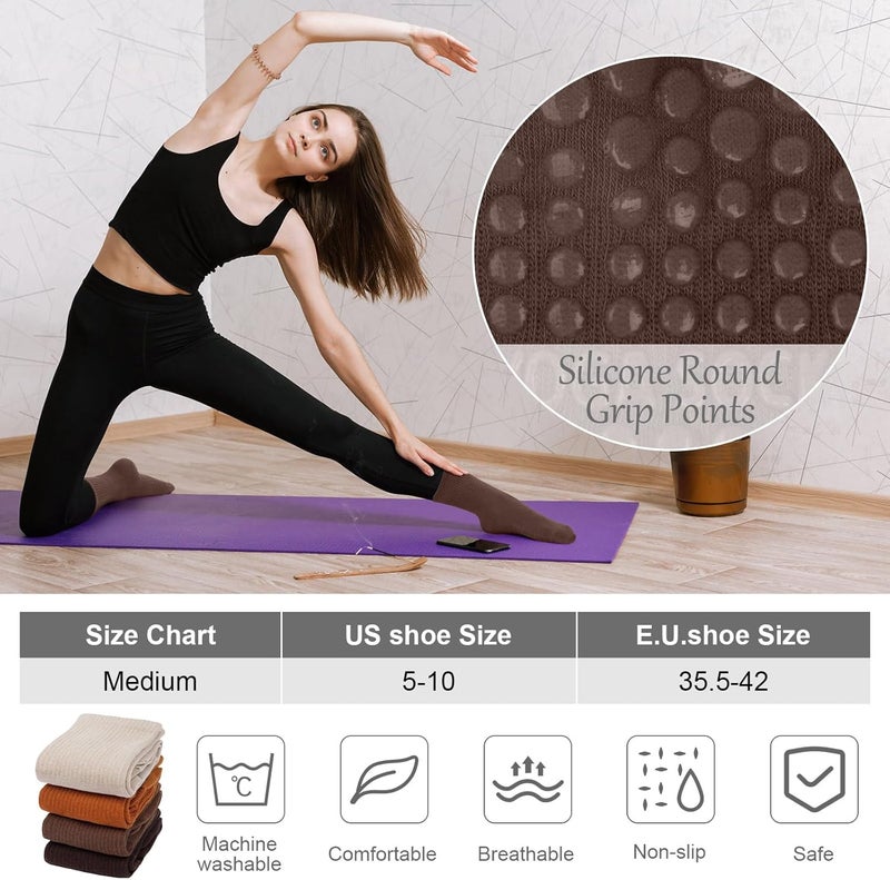 YSense Pilates Grip Socks for Women Non Slip, Yoga Barre Grippy Socks for Pilates, Dance, Ballet, Barre, Hospital - Image 3